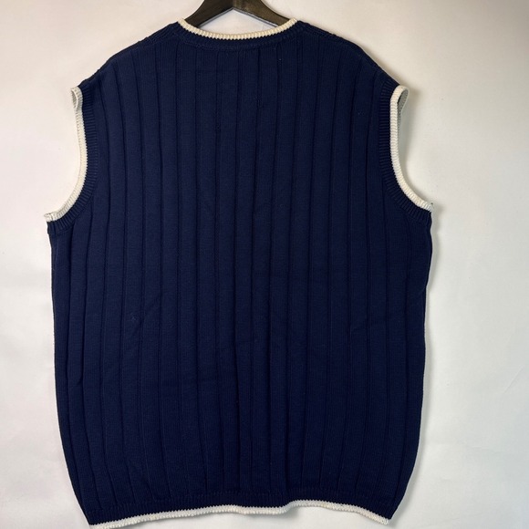 Vintage Y2K FUBU Navy Blue Cable Knit V-Neck Sweater Vest XXL 90s Streetwear - Picture 2 of 10